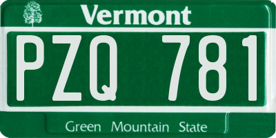 VT license plate PZQ781
