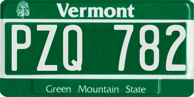 VT license plate PZQ782