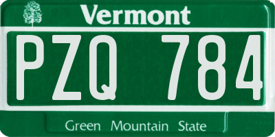 VT license plate PZQ784