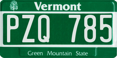 VT license plate PZQ785