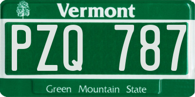 VT license plate PZQ787