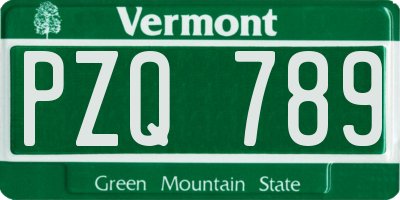 VT license plate PZQ789