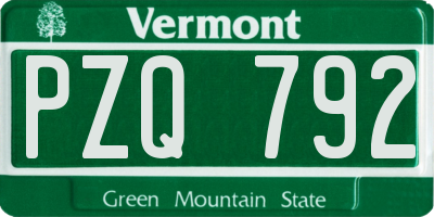VT license plate PZQ792