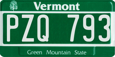VT license plate PZQ793