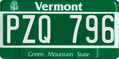 VT license plate PZQ796