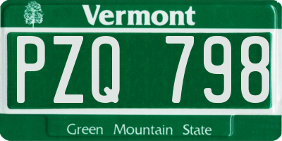 VT license plate PZQ798