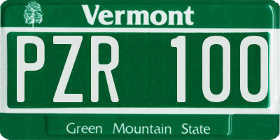 VT license plate PZR100