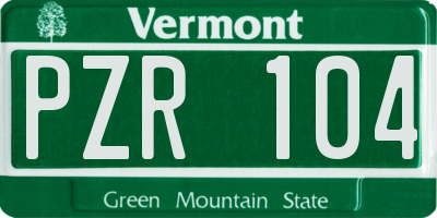 VT license plate PZR104