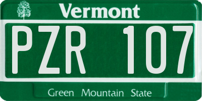 VT license plate PZR107
