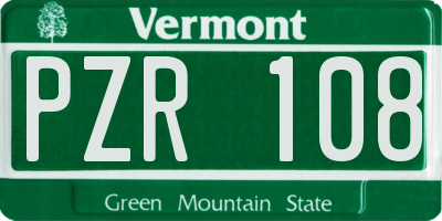 VT license plate PZR108