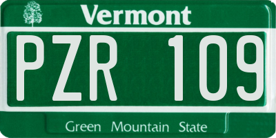 VT license plate PZR109