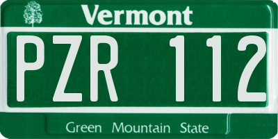 VT license plate PZR112