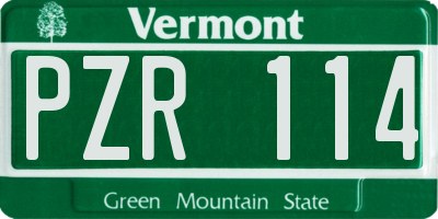 VT license plate PZR114