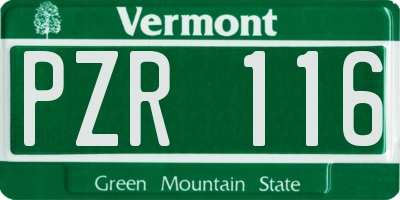 VT license plate PZR116