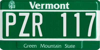 VT license plate PZR117
