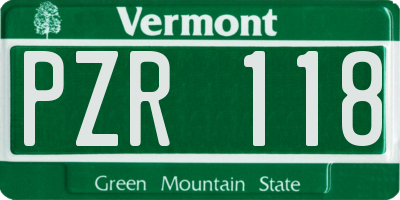VT license plate PZR118