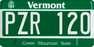 VT license plate PZR120