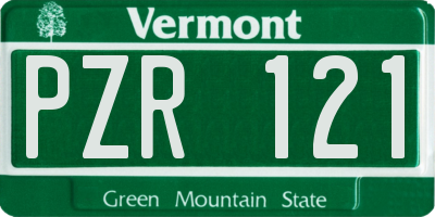 VT license plate PZR121