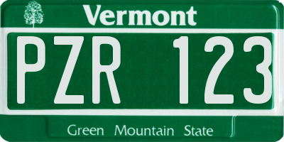 VT license plate PZR123