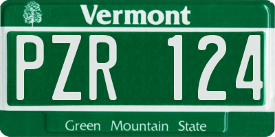 VT license plate PZR124