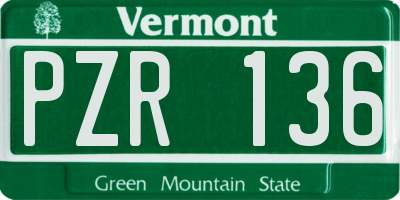 VT license plate PZR136
