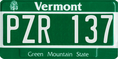VT license plate PZR137