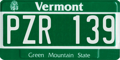 VT license plate PZR139