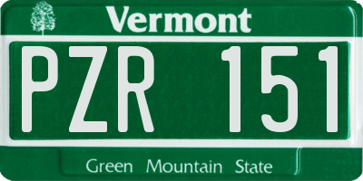 VT license plate PZR151