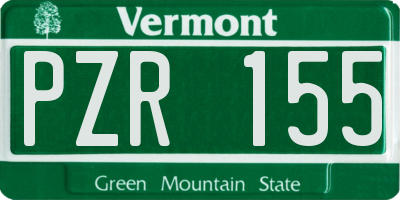 VT license plate PZR155