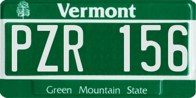 VT license plate PZR156