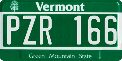 VT license plate PZR166
