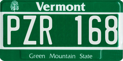 VT license plate PZR168