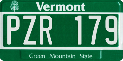 VT license plate PZR179
