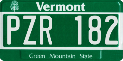 VT license plate PZR182