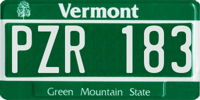 VT license plate PZR183