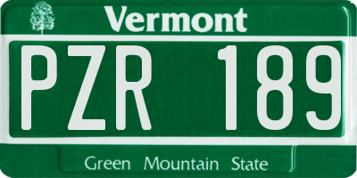 VT license plate PZR189