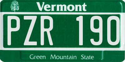 VT license plate PZR190