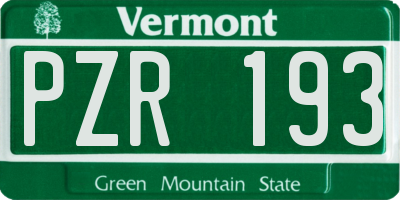 VT license plate PZR193