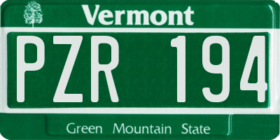 VT license plate PZR194