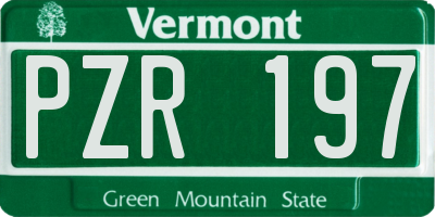 VT license plate PZR197