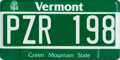 VT license plate PZR198