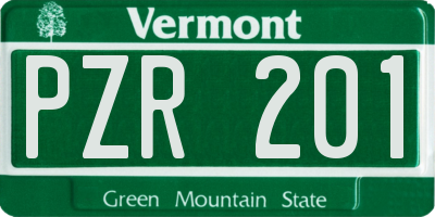 VT license plate PZR201