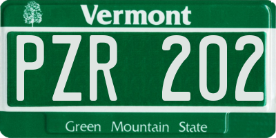 VT license plate PZR202