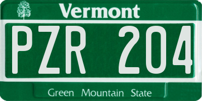 VT license plate PZR204