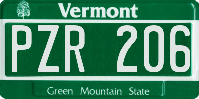 VT license plate PZR206