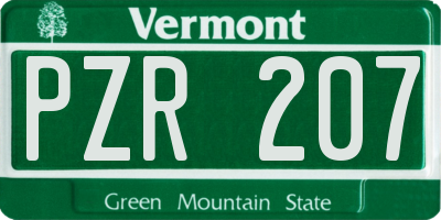 VT license plate PZR207