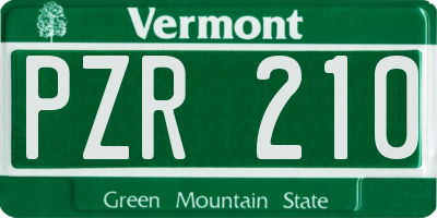 VT license plate PZR210