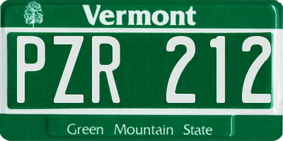 VT license plate PZR212
