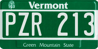 VT license plate PZR213