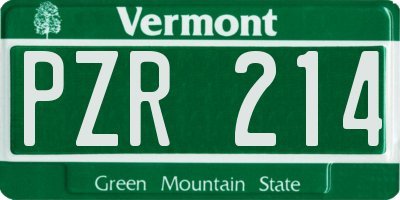 VT license plate PZR214